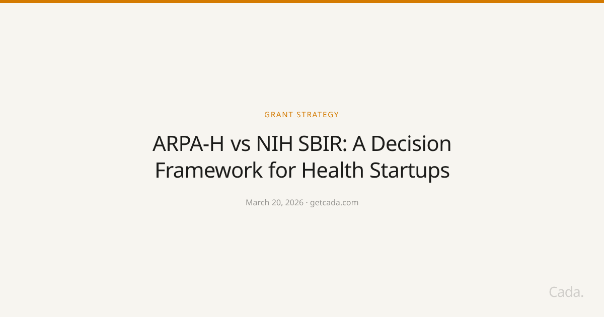 ARPA-H vs NIH SBIR: A Decision Framework for Health Startups