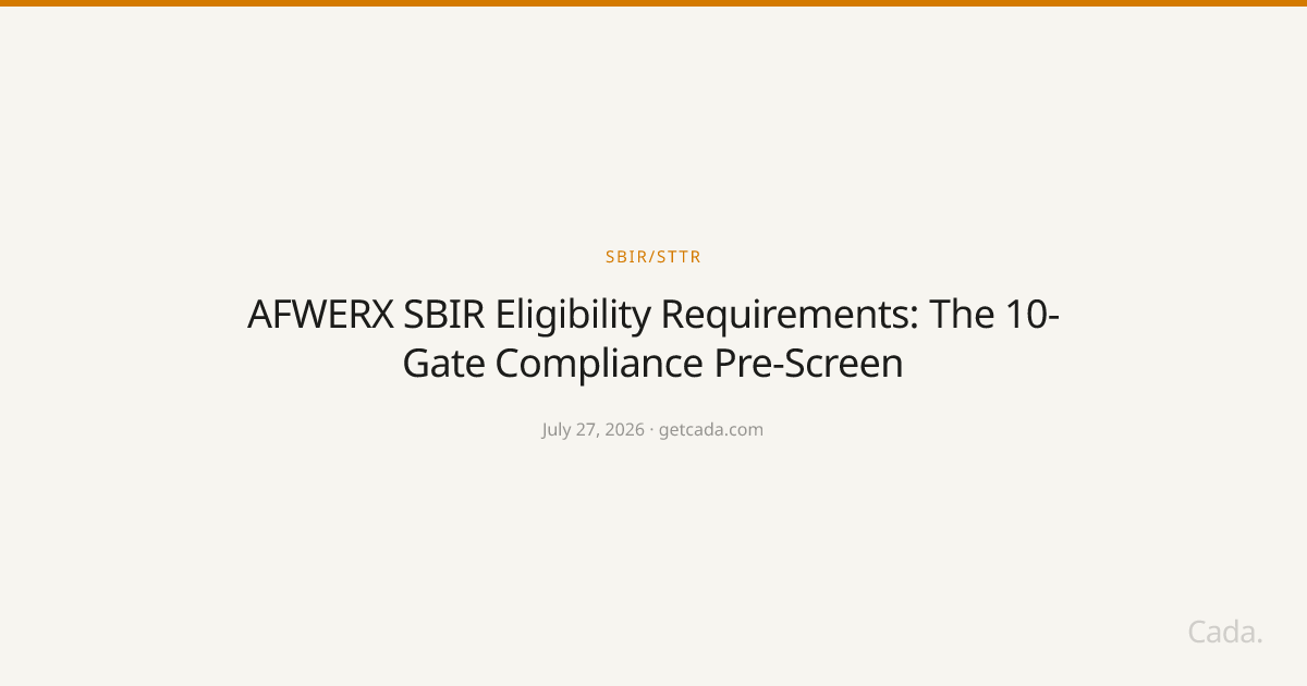AFWERX SBIR Eligibility Requirements: The 10-Gate Compliance Pre-Screen