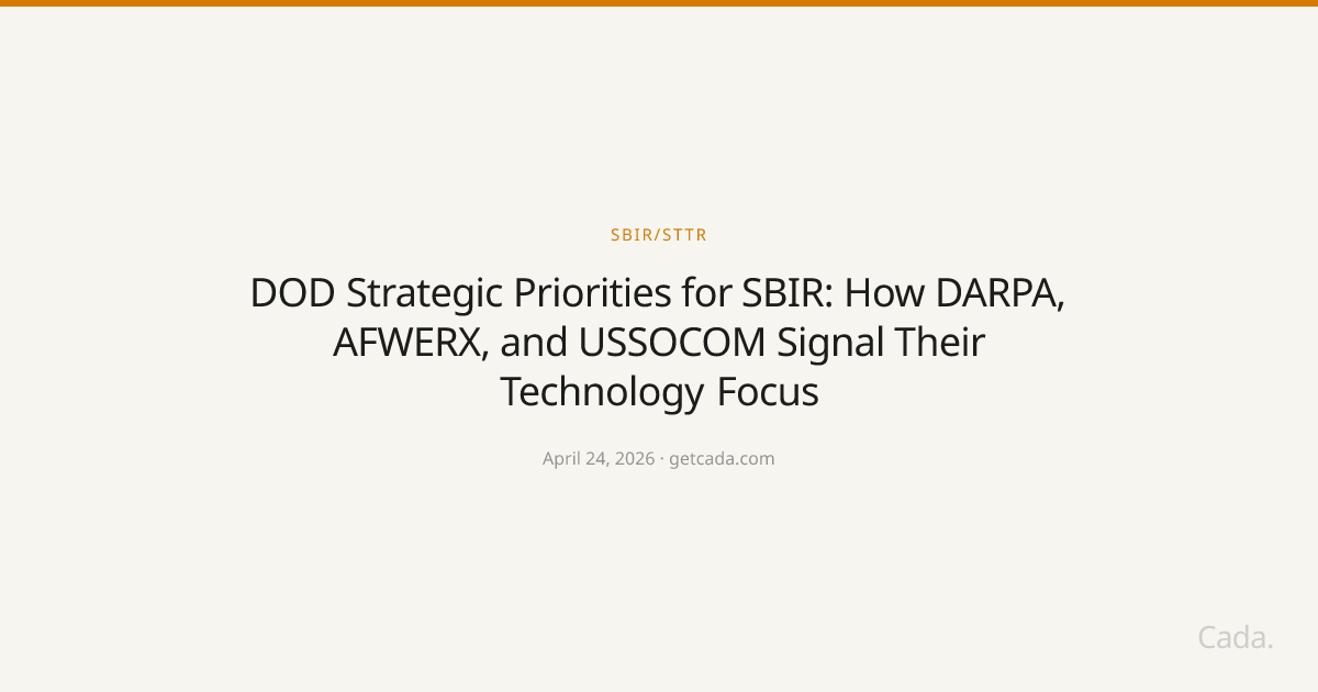 DOD Strategic Priorities for SBIR: How DARPA, AFWERX, and USSOCOM Signal Their Technology Focus