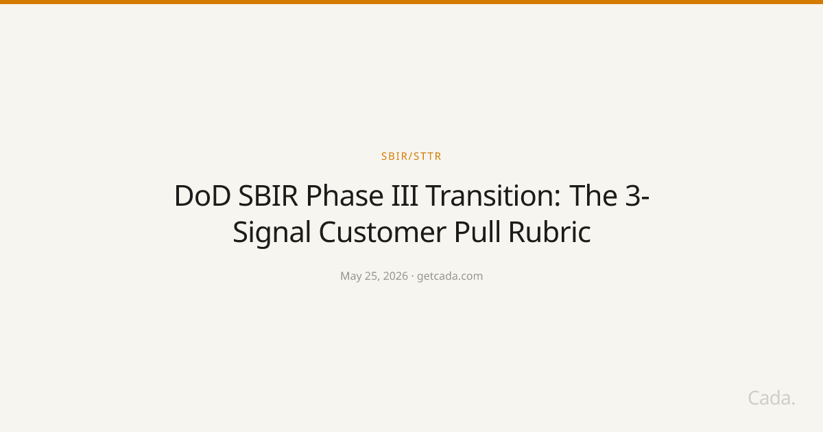 DoD SBIR Phase III Transition: The 3-Signal Customer Pull Rubric