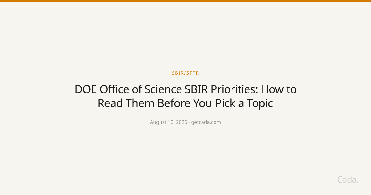 DOE Office of Science SBIR Priorities: How to Read Them Before You Pick a Topic