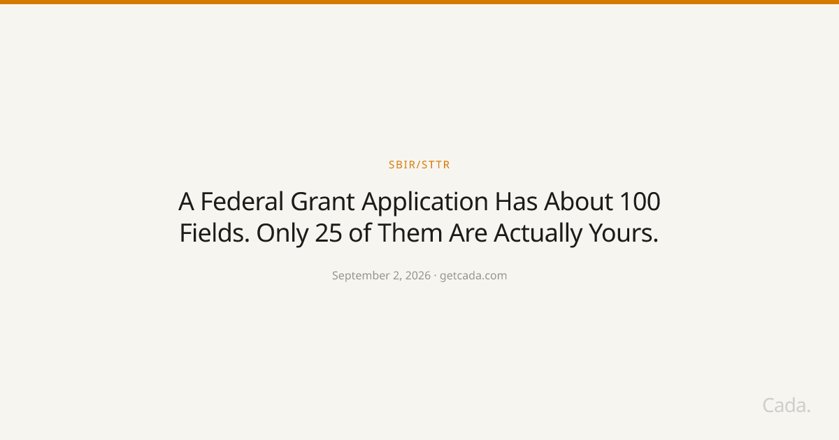 A Federal Grant Application Has About 100 Fields. Only 25 of Them Are Actually Yours.