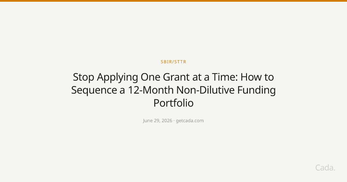 Stop Applying One Grant at a Time: How to Sequence a 12-Month Non-Dilutive Funding Portfolio