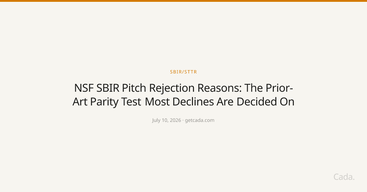 NSF SBIR Pitch Rejection Reasons: The Prior-Art Parity Test Most Declines Are Decided On