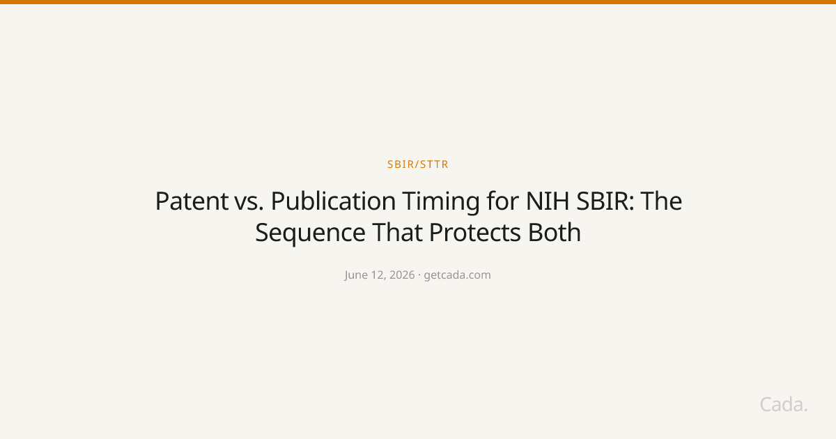 Patent vs. Publication Timing for NIH SBIR: The Sequence That Protects Both