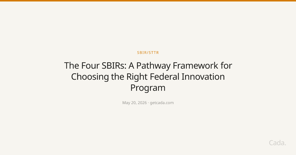 The Four SBIRs: A Pathway Framework for Choosing the Right Federal Innovation Program