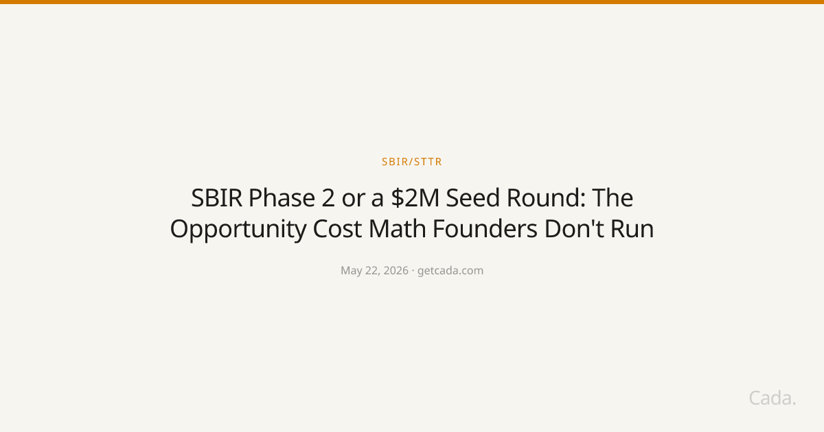 SBIR Phase 2 or a $2M Seed Round: The Opportunity Cost Math Founders Don't Run